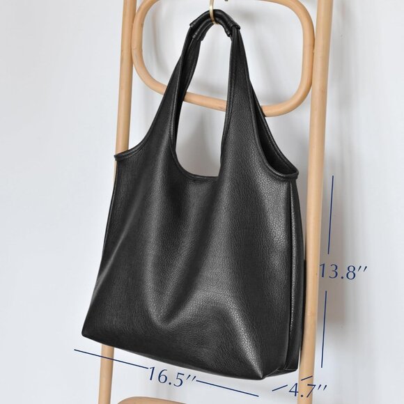 Women's Hobo Bag Soft Vegan Leather Tote Oversized Slouchy Handbag for Shopping, - Picture 4 of 7